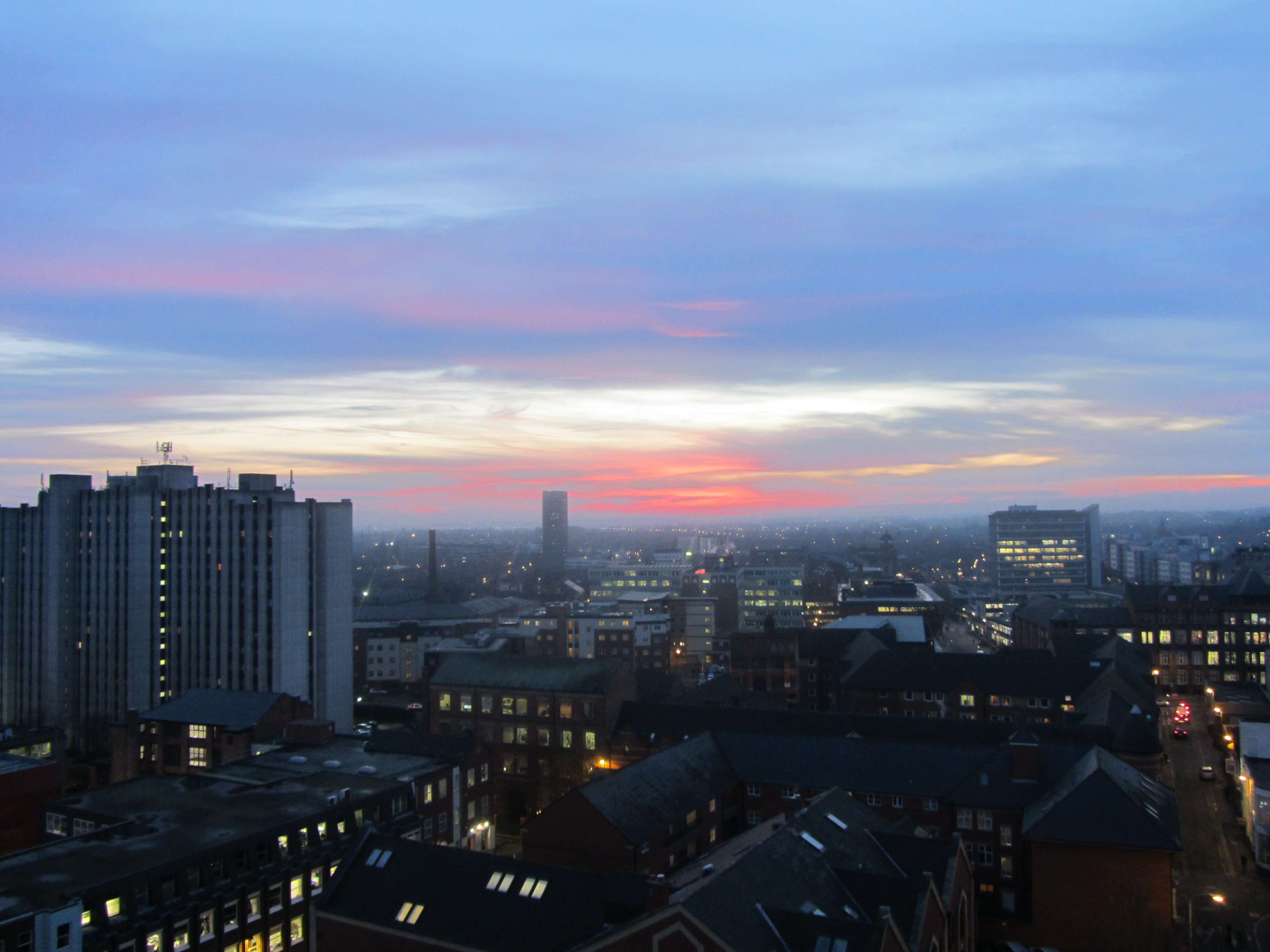 Leicester skyline sunset