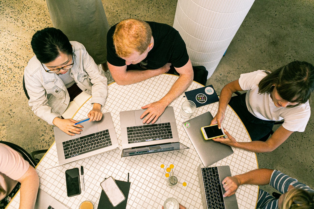 aerial-view-people-on-laptops