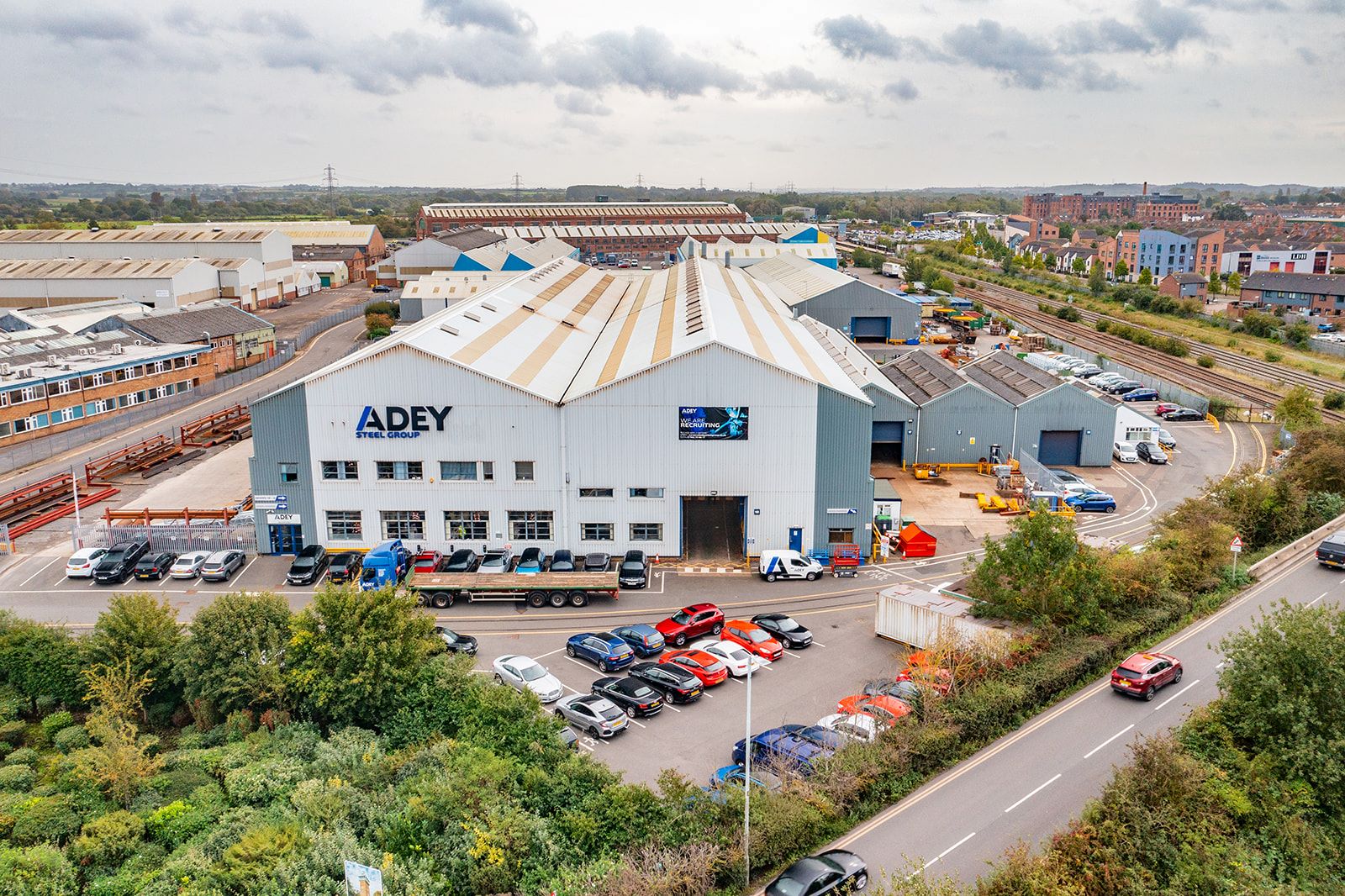 aerial shot of factory